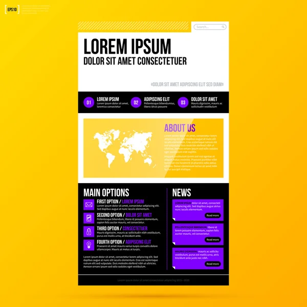 Plantilla del sitio web sobre fondo amarillo — Archivo Imágenes Vectoriales