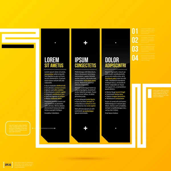 Three banners/options on bright yellow — Stock Vector