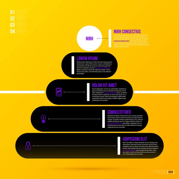 Pyramid chart on  yellow — Stock Vector