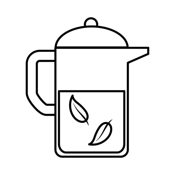 Tea, teapot herbal beverage fresh line icon — Stock Vector