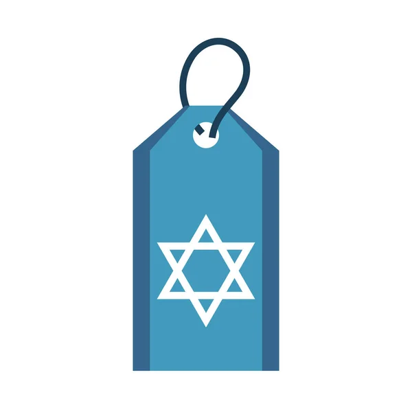 Hanukkah, etiqueta con el símbolo estrella David icono plano — Vector de stock