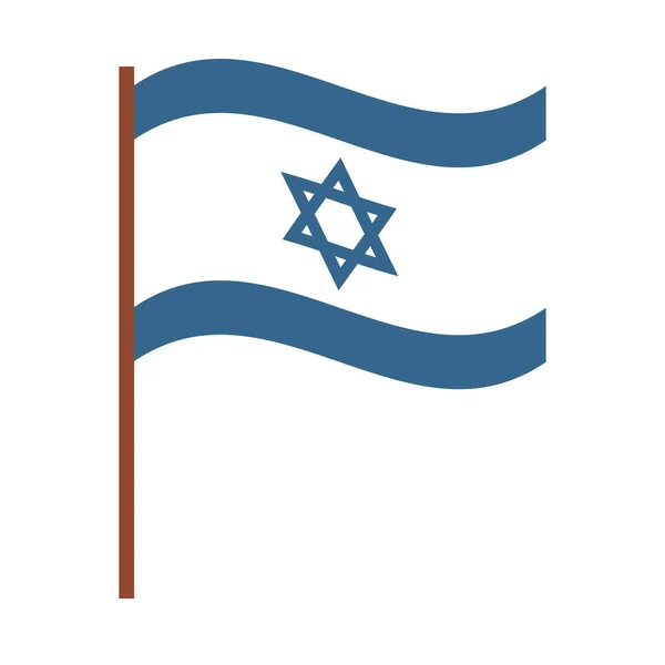 Israel símbolo de bandera ondeante nacional icono plano — Archivo Imágenes Vectoriales