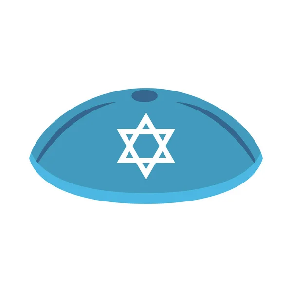 Ханука, еврейская кипа со звездой плоской иконой — стоковый вектор
