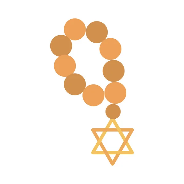 Hanukkah, abalorios judíos cultura espiritualidad plano icono — Vector de stock