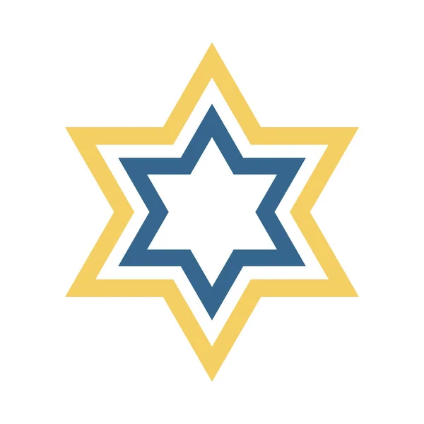 Bintang emas bingkai biru ornamen datar ikon - Stok Vektor