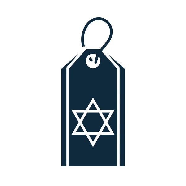 Hanukkah, etiqueta con estrella david símbolo silueta icono — Vector de stock