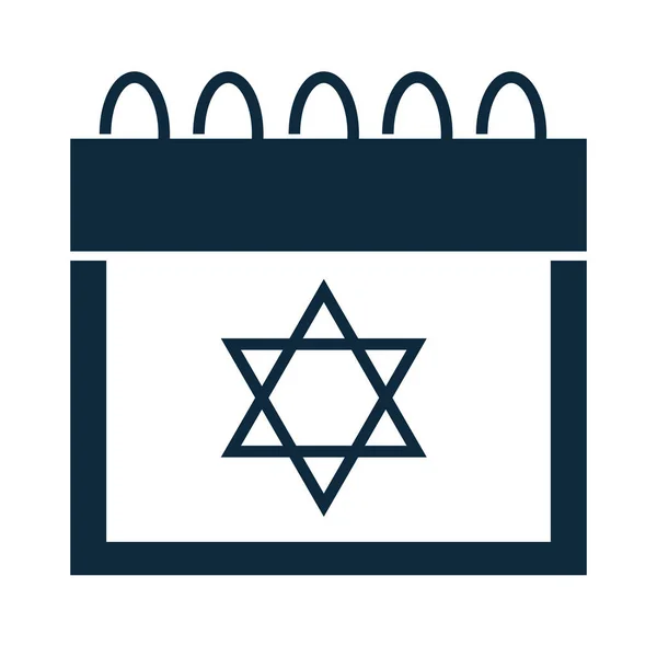 Hanukkah, calendário com estrela lembrete festivo celebração silhueta ícone —  Vetores de Stock