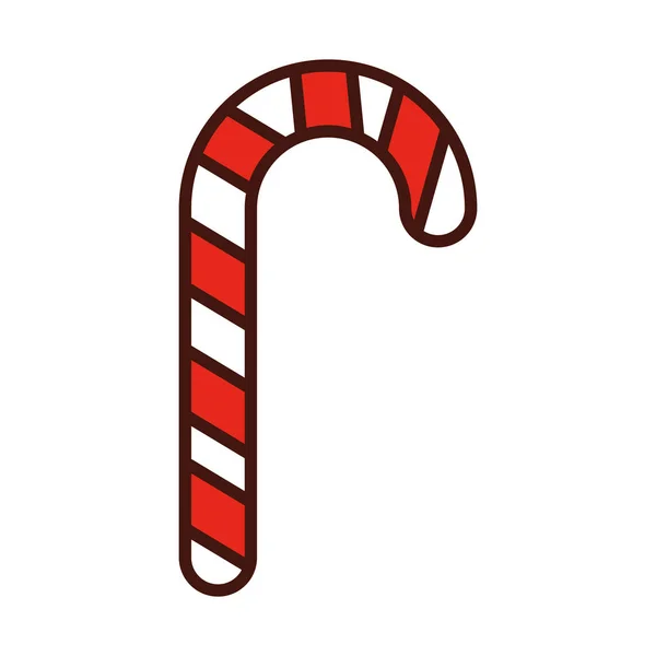 Veselé Vánoce, pruhované sladké tyčinky sladká linka výplň ikona — Stockový vektor