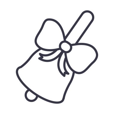 Mutlu noeller, yaylı çan ve dekorasyon çizgisi simgesi