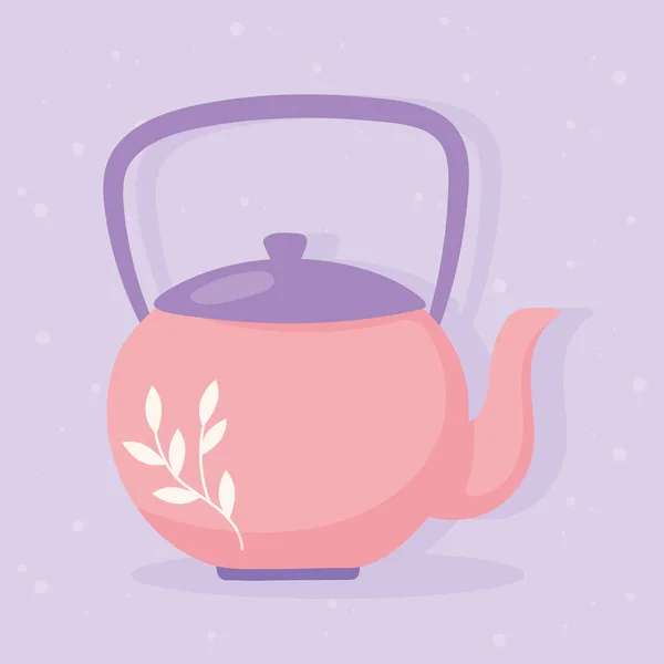 Chá, bule fabricado bebida quente tradicional —  Vetores de Stock