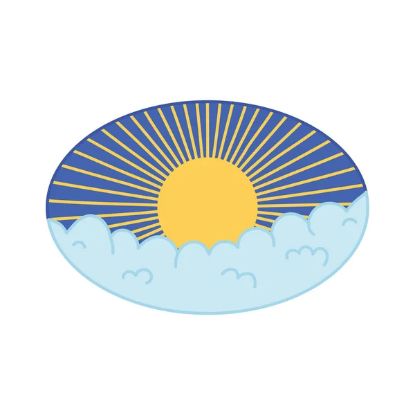 Sunburst rizado nubes oriental elemento decoración color diseño — Vector de stock