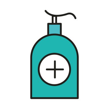 Virüs koruması, dezenfektan jel hattı ile el dağıtıcısı ve simgeyi doldur