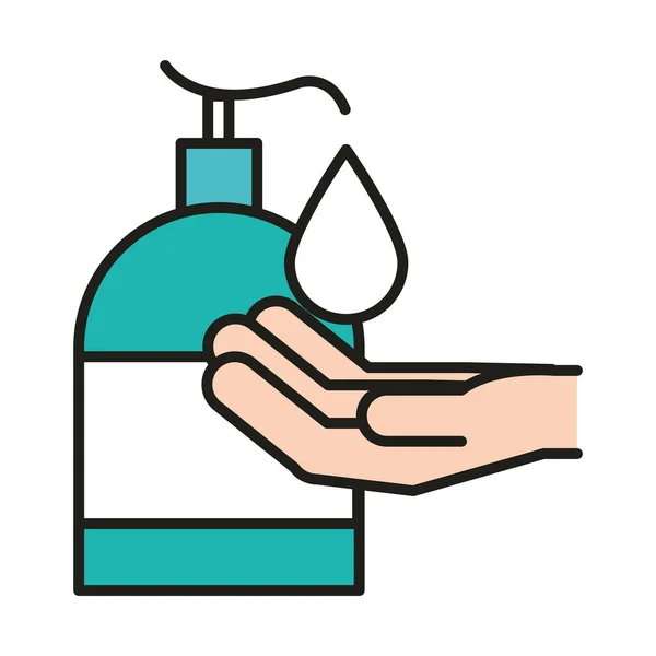 Proteção contra vírus, lavar as mãos esfregando com sabão para linha de prevenção de coronavírus e ícone de preenchimento —  Vetores de Stock