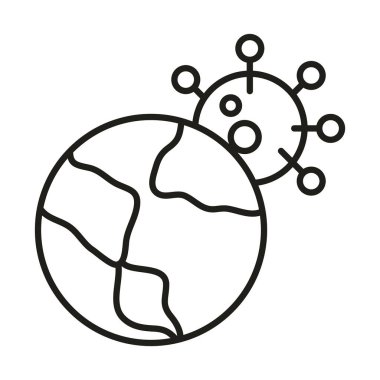 Virüs koruması, dünya haritası koronavirüs covid 19 salgın çizgi simgesi