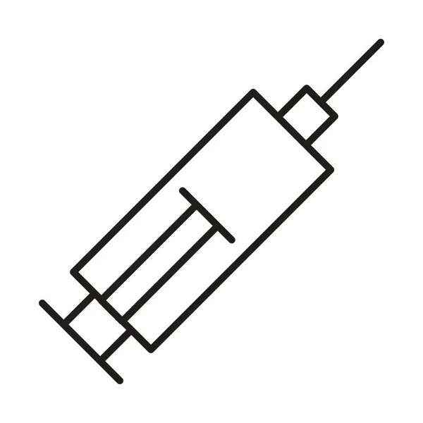 Siringa di vaccinazione antivirale linea medica icona — Vettoriale Stock