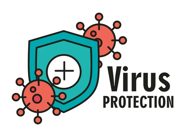Covid 19 Coronavirus ασπίδα προστασίας του ιού γραμμή και συμπληρώστε το εικονίδιο — Διανυσματικό Αρχείο