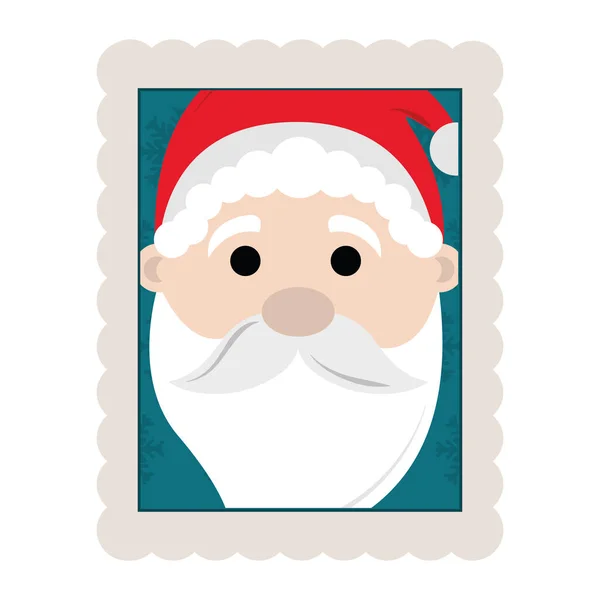 Wesołych Świąt cute Santa dekoracji twarzy ikona znaczka — Wektor stockowy