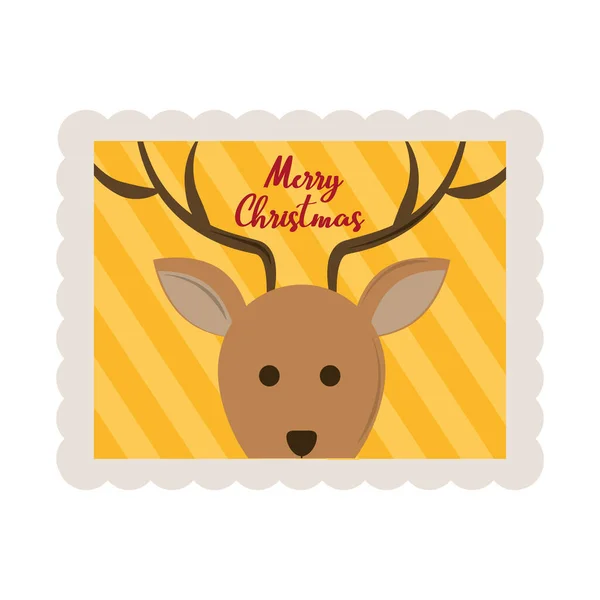 Buon Natale carino renna faccia decorazione timbro icona — Vettoriale Stock