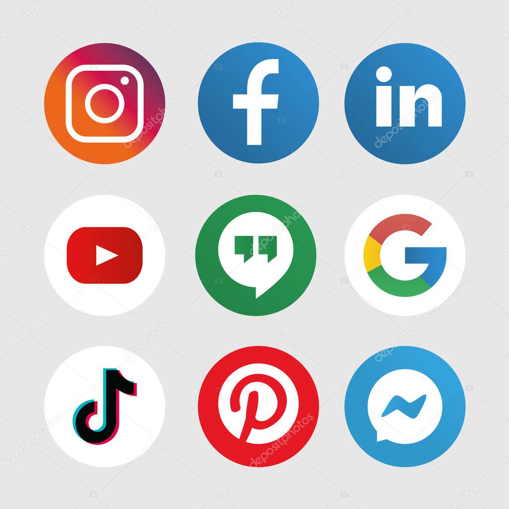 Collection of popular social media icons vector illustration