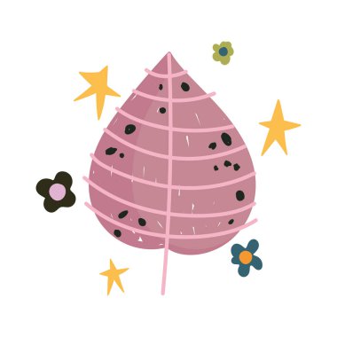 Çağdaş karalama, çizgi film yaprağı çiçek yıldız süsü