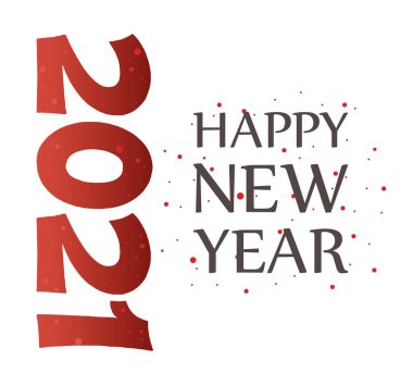 2021 mutlu yıllar, dekoratif yazılar ve numara kartı.