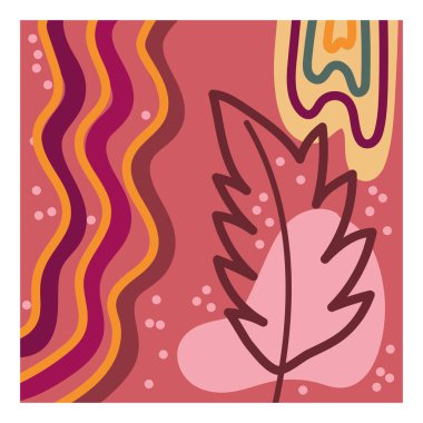 Çağdaş tekstil yaprak çizgileri ve noktalı arkaplan karala