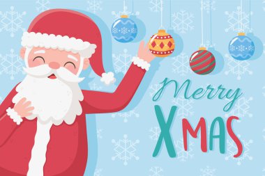 Mutlu noeller Noel Baba ve balo süslemeleri