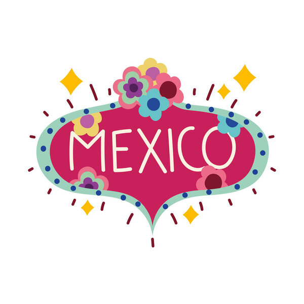 mexico lettering board with flowers culture