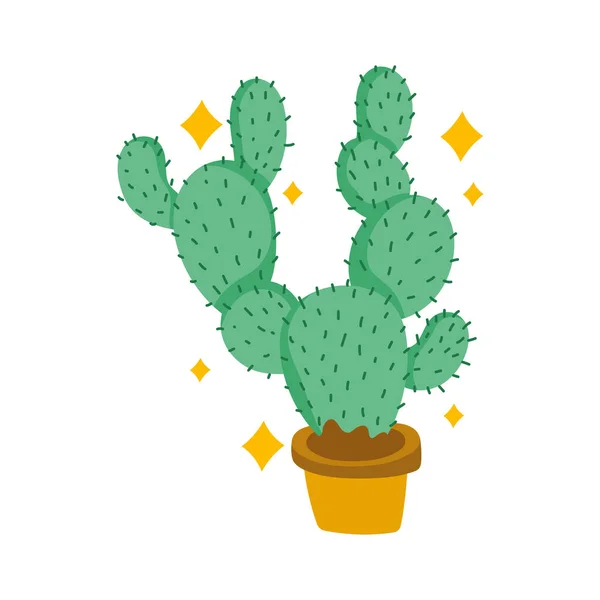 Maceta cactus planta jardín decoración icono — Vector de stock