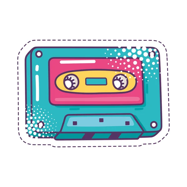 Cassetta pop art elemento adesivo icona design isolato — Vettoriale Stock