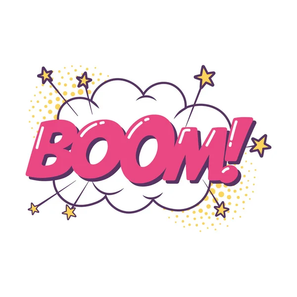 Boom explosion pop art element sticker icon isolated design — Stock Vector