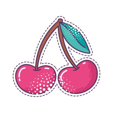 kiraz meyveleri pop sanat unsuru etiket simgesi izole tasarım
