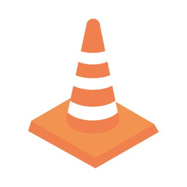 İnşaat trafik konisi uyarısı izometrik