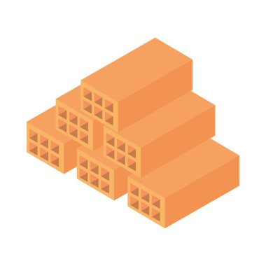 Yapı tuğlaları yığın izometrik