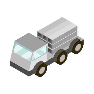 İnşaat kamyonu yüklü ekipman izometrik