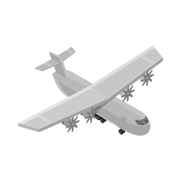 Military transport plane large propeller isometric icon — Stock Vector