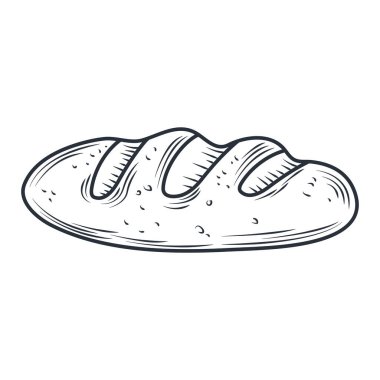 pişmiş ekmek ürünü buğday ikonu çizimi beyaz üzerine izole