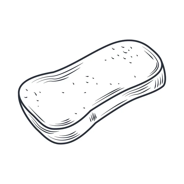 Rebanada horneada icono del pan boceto aislado en blanco — Vector de stock