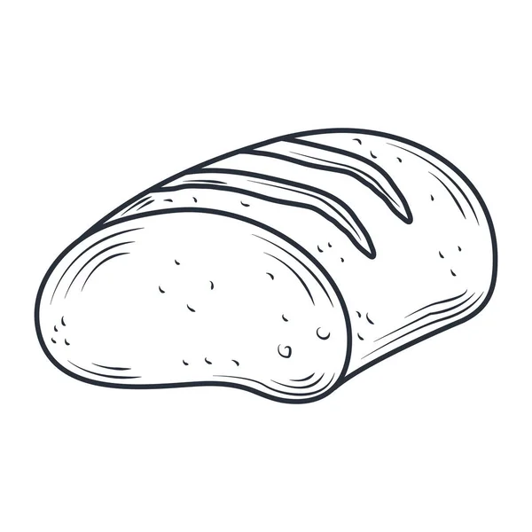 Horneado corte icono de pan boceto aislado en blanco — Vector de stock