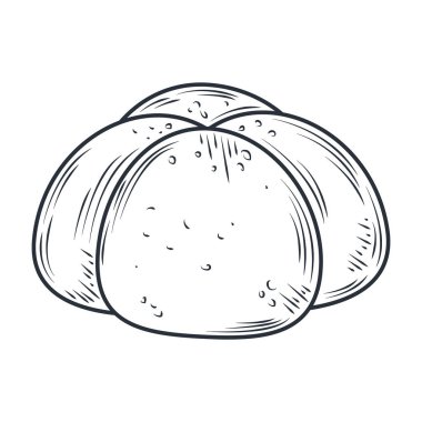 beyaz üzerine izole edilmiş çavdar ekmeği ikonu çizimi