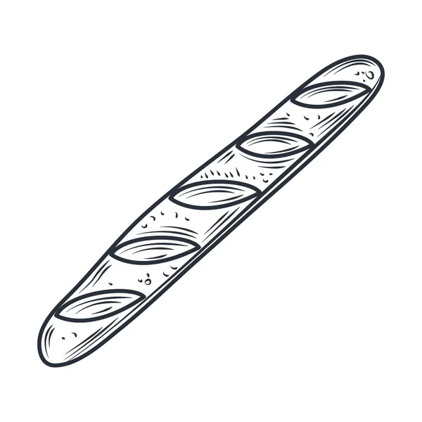 Gebakken frans brood pictogram schets geïsoleerd op wit — Stockvector