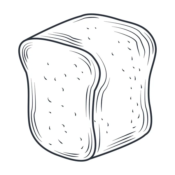 Boceto de pan entero al horno aislado en blanco — Vector de stock