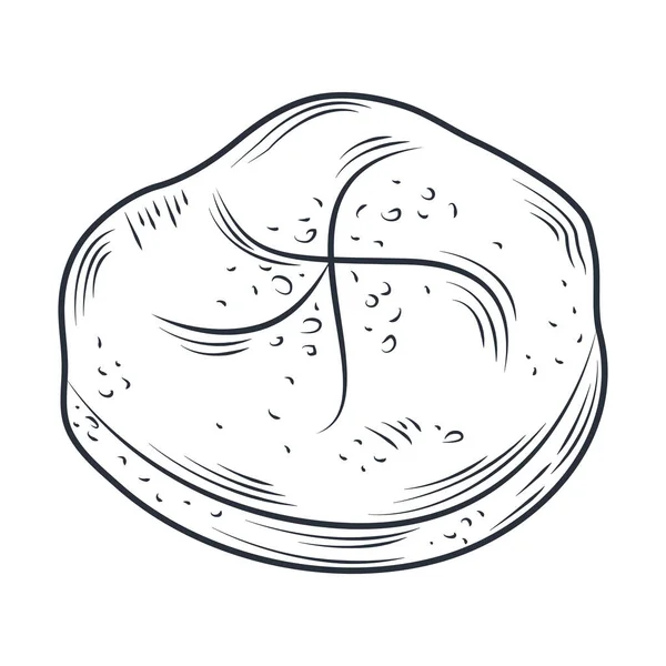 Beyaz üzerine izole edilmiş çavdar ekmeği ikonu çizimi — Stok Vektör