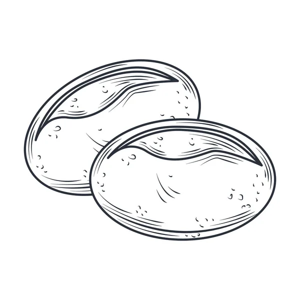 Запечені булочки іконка ескіз ізольовані на білому — стоковий вектор