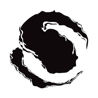 Siyah mürekkep soyut çizilmiş element simgesine dokunur