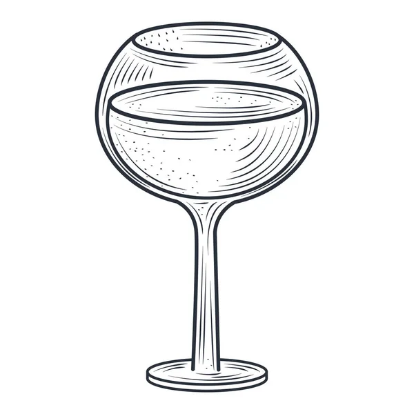 Cocktail di calice e bevanda alcolica, icona in stile linea sottile — Vettoriale Stock