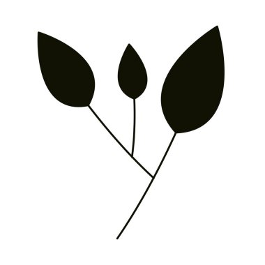 Siluet simgesi stili, dal yaprağı bitkisel minimalist bırakır