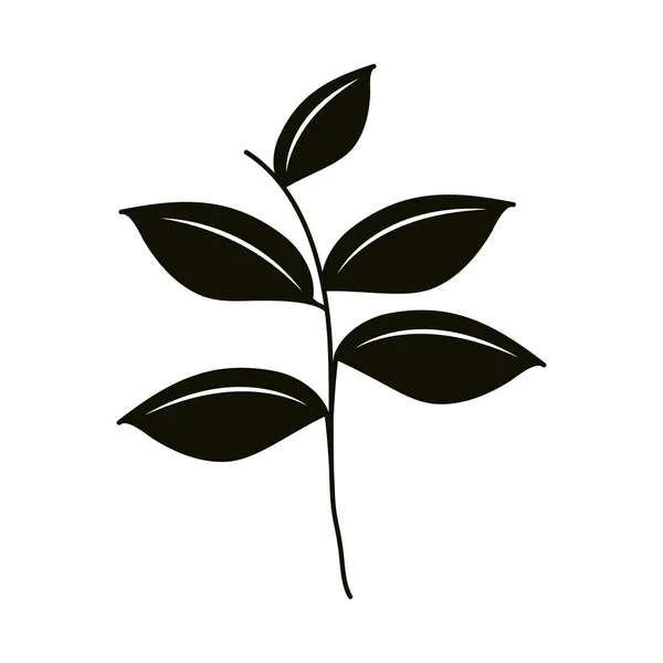 Листья силуэта иконка стиля, листья ветви растения — стоковый вектор