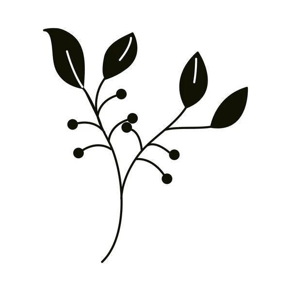 Листья силуэта в стиле иконы, листья ветви ягод природы — стоковый вектор
