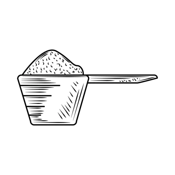 Lavadero detergente en polvo cuchara línea estilo icono — Archivo Imágenes Vectoriales